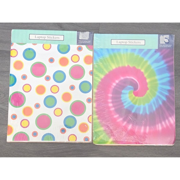 Pair of 15" x 11" Christmas Tree Shops Laptop Stickers (Tie-Dye & Polka Dot) - Picture 1 of 4